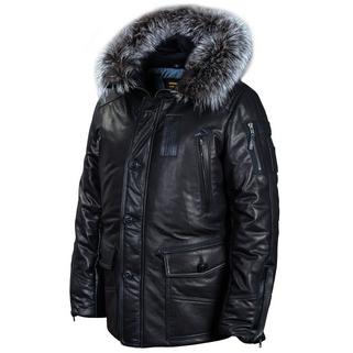 Куртка парка кожаная Alaska Leo Seppala black (Art.519)